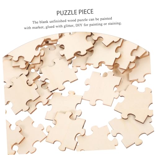 WEKAMOS 100 Stück Blanko holzpuzzle zum Bemalen DIY Holzpuzzleteile für Naturbelassenem Holz für Bastelprojekte Kreative Handarbeit und Malspaß von WEKAMOS