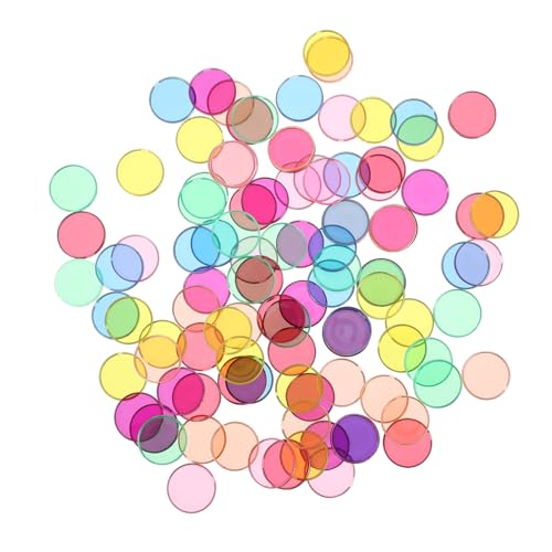 WEKAMOS 100 Stück Teiliges Bunte Holzscheiben Lernspielzeug Mathe Lehrmittel Runde Transparente Scheiben Pädagogisch Vielseitig Einsetzbar für Kindergarten und Grundschule von WEKAMOS