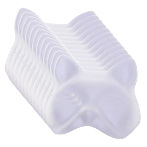 WEKAMOS 12 Stück Teiliges DIY Katzenmaske aus Papiermasse Unbemalt und Stabil zum Bemalen und Dekorieren für Halloween Maskenball Karneval und Kreative Partys Kindgerecht und Langlebig von WEKAMOS