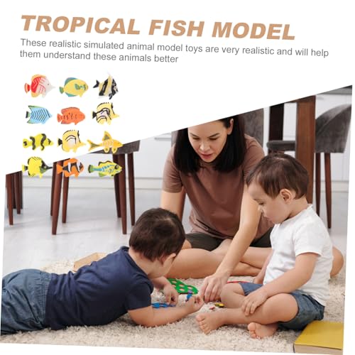 WEKAMOS 12 Stück Teiliges Meerestiere Modelle aus Langlebigem Material Realistische Tropische Fische Pädagogisches Lernspielzeug Kognitiven Fähigkeiten Vielseitig als Deko und Geeignet von WEKAMOS