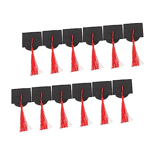 WEKAMOS 12 Stück Teiliges Mini Cap Cake Ornament mit Tassel Dekorative Graduation Toppers für Cupcakes und Weinflaschen Einzigartige Abschlussfeier Tischdekoration für Bachelor und Master von WEKAMOS