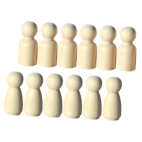 WEKAMOS 12 Stück Teiliges Mini Holzpuppen DIY zum Bemalen Natürliche Holzfiguren für Sandtisch und Puppenhaus Dekoration Handgefertigte Miniaturen für Kreative Szenengestaltung von WEKAMOS