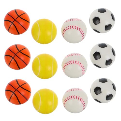 WEKAMOS 12 Stück Teiliges Mini Sportschaumstoffbälle aus Weichem PU Basketball Fußball Baseball Elastische Stressbälle für Partygeschenke und Entspannendes von WEKAMOS