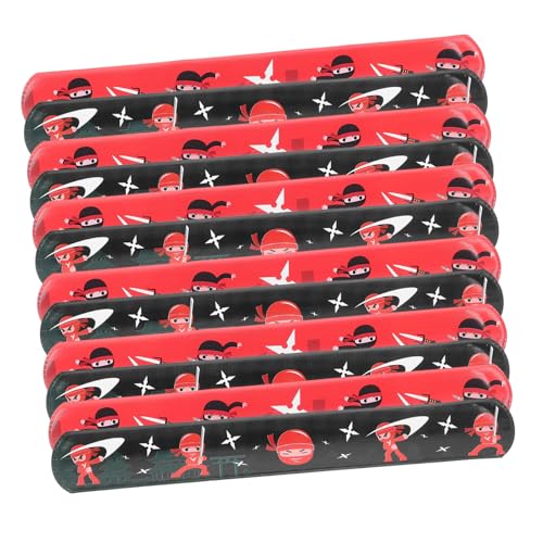 WEKAMOS 12 Stück Teiliges Ninja Slap Armband für Bunte Schnapparmbänder mit Kreativem Ninja Design Einfach Anzulegen Langlebig und Sicher als Kindergeburtstag Mitgebsel und von WEKAMOS