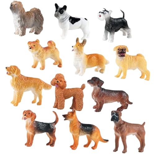 WEKAMOS 12 Stück Teiliges Realistische Kleine Hundefiguren aus Sicherem Material Detailgetreue Miniatur Hundemodelle als Dekoration und Liebevolles für Hundeliebhaber für Tisch und Regal von WEKAMOS