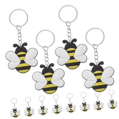 WEKAMOS 12 Stück Teiliges Schlüsselanhänger Biene aus Metall und PVC Leichter Kleiner Anhänger mit Niedlichem Cartoon Bienen Design Dekorativ für Schlüssel Taschen und Auto Langlebig und von WEKAMOS
