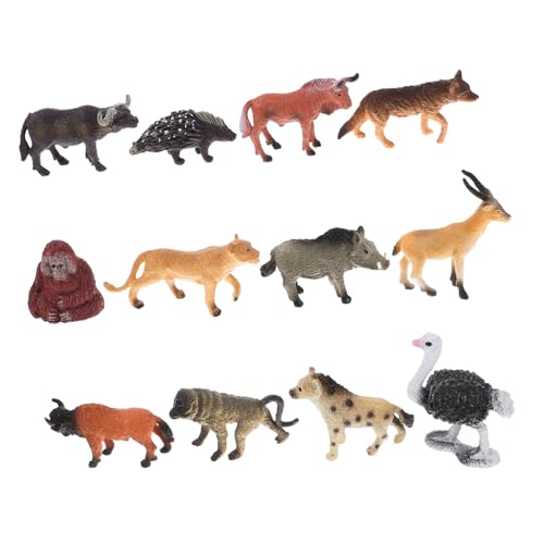 WEKAMOS 12 Stück Teiliges Set Realistische Miniatur Afrikanische Wildtiere Figuren Stabile Stehende Tiermodelle für Dekoration Lernspielzeug und Sammlerstücke Inklusive Hyäne Gorilla von WEKAMOS