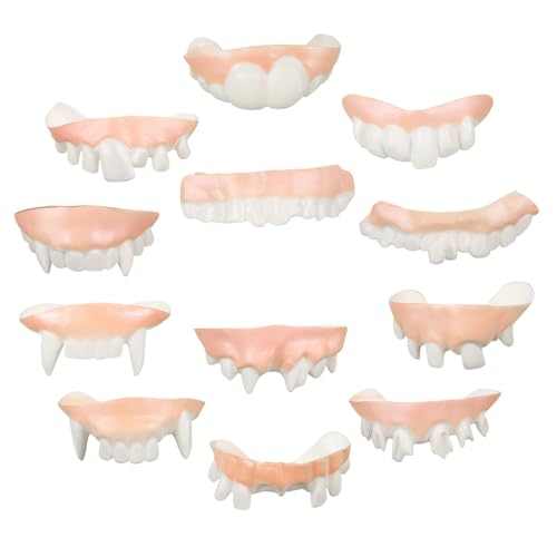WEKAMOS 12 Stück Teiliges Vampirzähne Halloween Kostüm Fangs Cosplay Zähne in Verschiedenen Designs PVC Langlebig Sicher und Bequem für Party Pranks WEKAMOS 12 Stück Teiliges Vampirzähne Halloween Kostüm Fangs Cosplay Zähne in Verschiedenen Designs PVC Langlebig Sicher und Bequem für Party Pranks von WEKAMOS