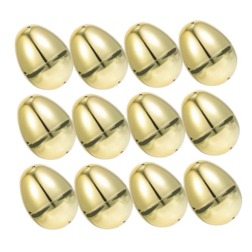 WEKAMOS 12Stücke Goldene Kunststoff Ostereier Befüllbare Ostereier mit Öffnungsfunktion Leere Eier für Ostern Dekoration und Hängend Bruchfest Glänzendes Finish von WEKAMOS