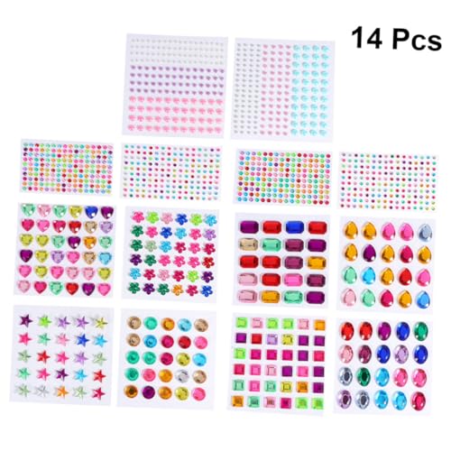 WEKAMOS 14 Blatt Teiliges Acryl Sticker für Selbstklebenden Kristallsteinen in Bunten Formen für DIY Scrapbooking Fotoalben Bastelmaterial und Kreative Dekorationen WEKAMOS 14 Blatt Teiliges Acryl Sticker für Selbstklebenden Kristallsteinen in Bunten Formen für DIY Scrapbooking Fotoalben Bastelmaterial und Kreative Dekorationen von WEKAMOS
