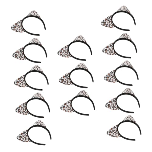 WEKAMOS 14 Stück Leopard Katzenohren Haarreif Weißer Leoparden stirnband Cartoon Cosplay Haarschmuck für Damen und Party Karneval Fasching von WEKAMOS