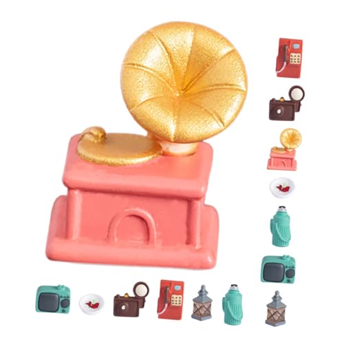 WEKAMOS 14-Teiliges Set Simuliertes Haushaltsgerätemodell Retro wohnaccessoires sammlerstücke deko für Regale Vintage Puppenhausmöbel Mini klein Prop-Kamera Kameraverzierung Harz von WEKAMOS
