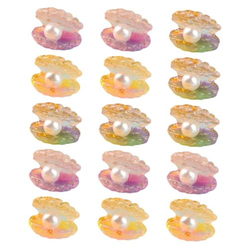 WEKAMOS 15 Stück Leuchtende Muscheln mit Perlenschmuck Resin Craft Deko für Garten Aquarien und Partys Realistische Details DIY Bastelbedarf für Kreative Projekte von WEKAMOS