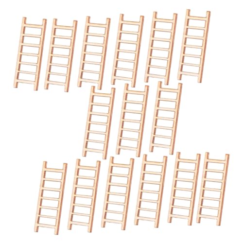 WEKAMOS 15 Stück Teiliges Kleine Holzleiter Miniatur Treppen Dekoration für Puppenhaus Mikrolandschaft DIY Zubehör Natürlicher Look Kompakt Sicher Langlebig von WEKAMOS