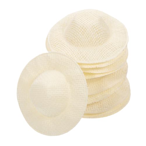 WEKAMOS 15 Stück Teiliges Mini Strohhut Kleine Handgefertigte Puppenhüte aus DIY Bastelzubehör für Haarclips Taschen Scrapbook Dekoration Natürliche Beige Farbe Vielseitig Einsetzbar von WEKAMOS