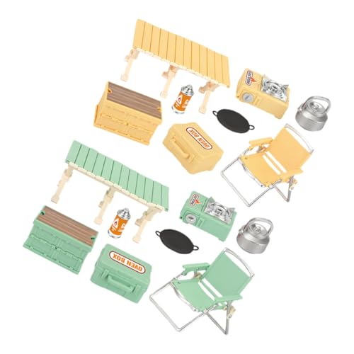 WEKAMOS 16 Stück Teiliges Mini Camping Spielset mit Faltbarem Stuhl und Picknicktisch Realistische Outdoor Ausrüstung für Rollenspiele Tragbar und Platzsparend für Kinderzelt und von WEKAMOS