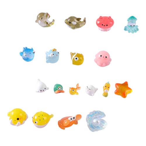 WEKAMOS 18 Stück Teiliges Meerestiere Figuren Aquarium Dekoration Kreative Kleine Meeresornamente Mikro Tiere für Fischbecken und Landschaft von WEKAMOS