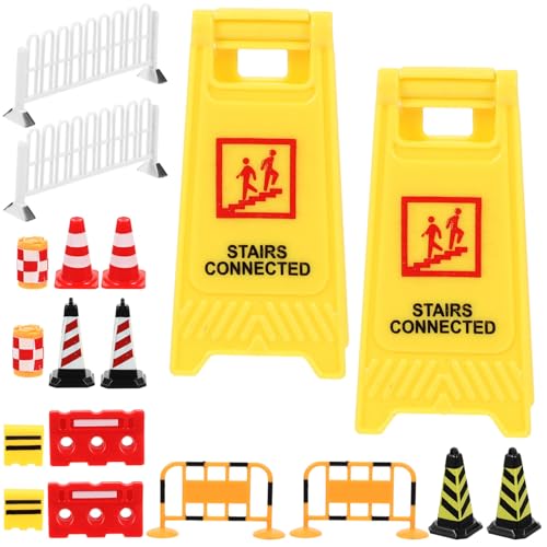 WEKAMOS 18 Stück Teiliges Miniatur Leicht Lernspielzeug für Pädagogisch Baustellen Straßenschild Simulation für Verkehrserziehung und Kreatives von WEKAMOS