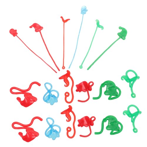 WEKAMOS 18 Stück Teiliges Stretchy Sticky TPR mit Weihnachtsmütze Handschuh und Schnurrbart Dehnbares Waschbares Stressspielzeug für Xmas Party Mitgebsel und Kindergeburtstag Geschenk von WEKAMOS