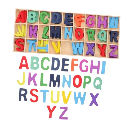 WEKAMOS 1Satz Holzbuchstaben Set mit Aufbewahrungsschale Interaktive Lernspielzeug für Hölzernes Alphabet für Frühkindliche Bildung Dekorative Holzbuchstaben für Zuhause Farbenfrohe von WEKAMOS