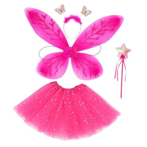WEKAMOS 1satz Schmetterlingskostüm Für Mädchen Teiliges Cosplay-set Mit Flügeln Haarreif Feenstab Und Rock Leuchtende Farben Für Und Partys von WEKAMOS