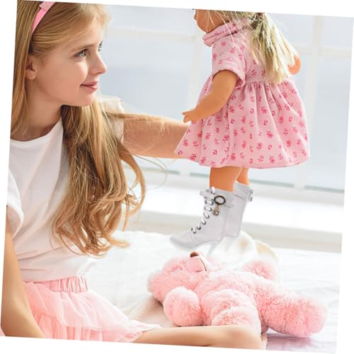 WEKAMOS 2 Paare Doll High Heel Boots Miniatur Stiefel mit Kleinem Absatz für Puppen Detailreiche Verarbeitung Vielseitig Kombinierbar Prinzessin Design für Rollenspiele und Puppensammlung von WEKAMOS