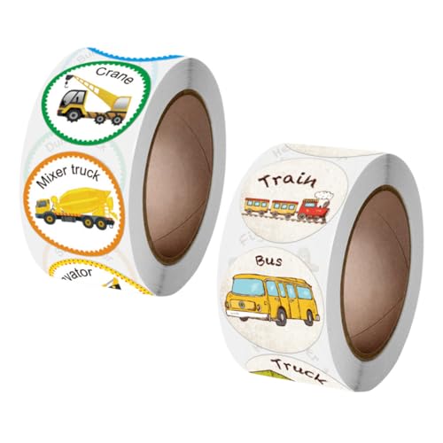 WEKAMOS 2 Rollen Kinderfahrzeug Motiv Belohnungssticker Selbstklebend mit Fahrzeugmustern Motivierende Aufkleber für Schüler Toilettentraining und Belohnungstabellen von WEKAMOS