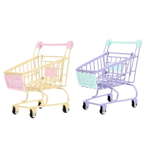 WEKAMOS 2 STÜCK Teiliges Mini Einkaufswagen aus Robustem für Kaufladen und Rollenspiele Pädagogisches für Mädchen und Jungen Fördert und Motorikfähigkeiten Zufällige Farbe Zufällige Farbe von WEKAMOS