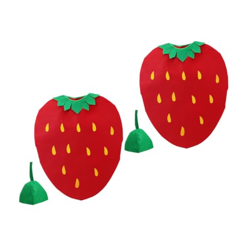 WEKAMOS 2 Sätze Erdbeer Kostüme für Jungen und Mädchen Niedliches Obst Cosplay Outfits Umweltfreundlich Vielseitig für Halloween Rollenspiel Kindergarten und Themenpartys Einheitsgröße von WEKAMOS