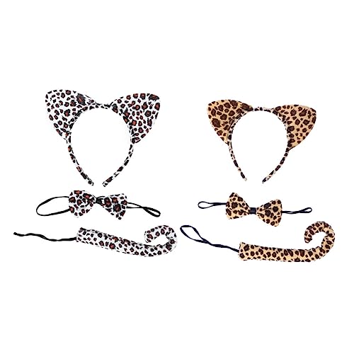 WEKAMOS 2 Sätze Kinderkostüm Katzenohren Stirnband Tierkostüm mit Verschleißfestem Niedliches Animal Design für Mädchen Karneval Halloween Party Zubehör von WEKAMOS
