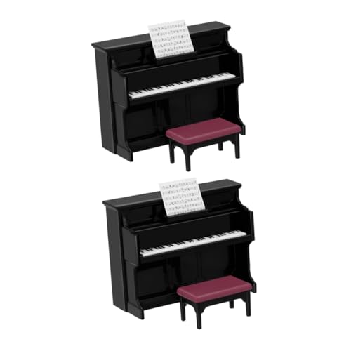 WEKAMOS 2 Sätze Kinderspielzeug kinderzimmer Puppenhaus Musikalische Dekoration mini Klavier Puppenhauszubehör und Möbel Mini-Klavierspielzeug Plastik Black von WEKAMOS