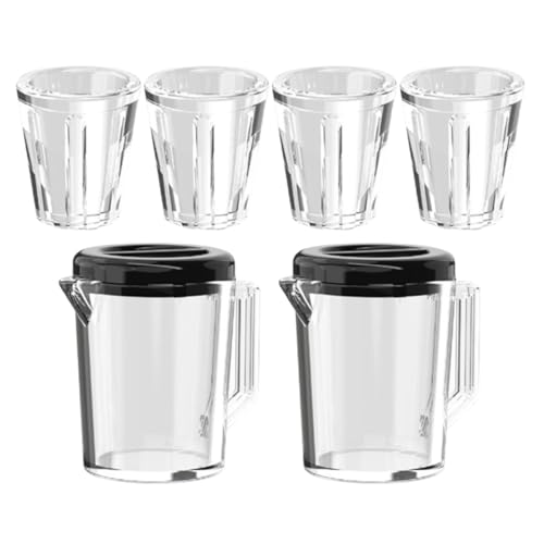 WEKAMOS 2 Sätze Puppenhaus-Wasserkocher für Porzellan wasserflasche DIY-Kohlemodell Charme Puppenhaus Zubehör Puppenhaus Tasse Mini Puppenhaus Weingläser Plastik Transparent von WEKAMOS