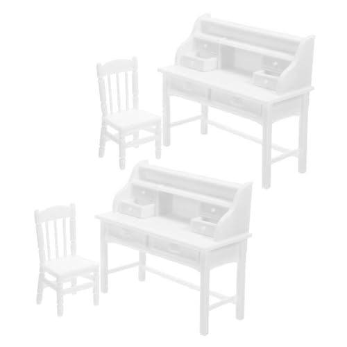 WEKAMOS 2 Sätze Realistische Schreibtisch Stuhl mit Öffnbaren Schubladen Miniatur Spieltisch für Rollenspiele Kreativität und Soziale Interaktion zu Hause und Unterwegs von WEKAMOS