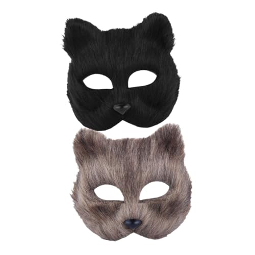 WEKAMOS 2 Stück Fuchsmasken Furry Tiermasken für Erwachsene Cosplay Party Kostümmasken mit Elastischem Band Schwarz für Halloween Karneval Fasching und Maskenball WEKAMOS 2 Stück Fuchsmasken Furry Tiermasken für Erwachsene Cosplay Party Kostümmasken mit Elastischem Band Schwarz für Halloween Karneval Fasching und Maskenball von WEKAMOS