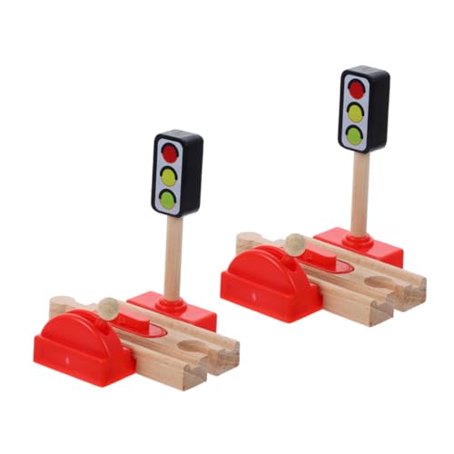 WEKAMOS 2 Stücke Holz Eisenbahn Track Zubehör Für Spielzeug Züge Realistische Verkehrs Signal Spielzeug Für Spiele von WEKAMOS