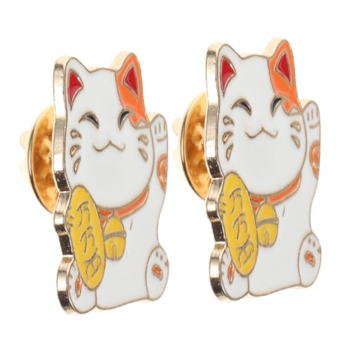 WEKAMOS 2 Stück Glückskatzenbrosche katzen schmuck Katze-Emaille-Stifte Tiernadel Brosche Katze Emaille Brosche Katzennadeln für Rucksäcke Kawaii-Stifte Mode mit Tierabzeichen Legierung von WEKAMOS