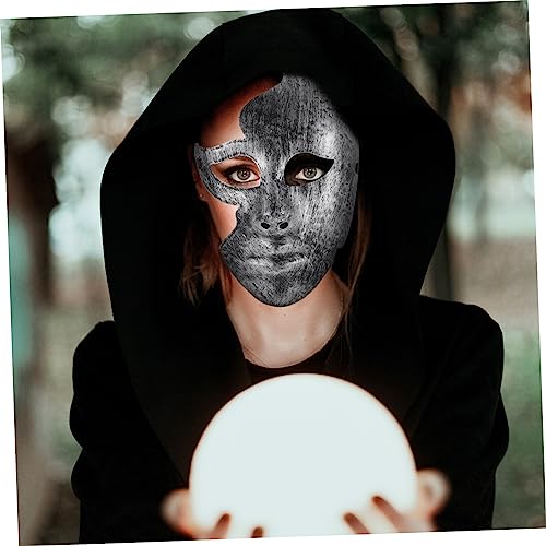 WEKAMOS 2 Stück Halloween Halbgesichtsmaske aus Kunststoff Dekorative Vintage Cosplay Maske mit Hohlraum Party Gesichtsdekor für Maskenball und Karneval Silberfarbene Antike von WEKAMOS