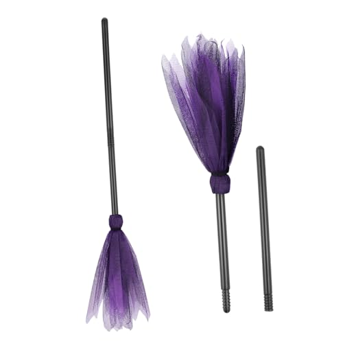 WEKAMOS 2 Stück Halloween Hexenbesen und Erwachsene Cosplay Requisit Netzstoff Hexenbesen Kostüm Zubehör für Halloween Party Verkleidung von WEKAMOS