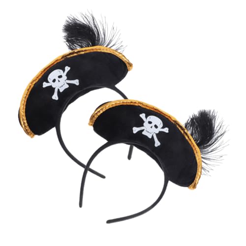 WEKAMOS 2 Stück Halloween Piraten Stirnband Leichtes Piratenhut Haarreif Robustes Kopfschmuck Accessoire für Karneval Fasching Cosplay Fotorequisiten Einheitsgröße Bequem für Damen Herren von WEKAMOS