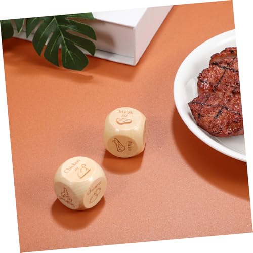 WEKAMOS 2 Stück Holz würfel mit Lebensmittelmotiven und Sprüchen Langlebige Essens entscheidungswürfel für Dinner Spiel Tragbar Widerstandsfähig Geschenk für Familie und Freunde von WEKAMOS