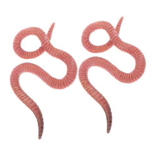 WEKAMOS 2 Stück Insektenmodell Tiere Outdoor Wunder künstlich Kette Würmer zum Angeln Erde Regenwurm Tiermodelldekor kleine Tierstatue Plastik Rosa von WEKAMOS