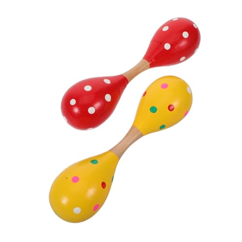 WEKAMOS 2 Stück Maracas Holz Shaker Instrumente Leicht Tragbar Frühförderung Rhythmus Training Gehör Hand Percussion Musikspielzeug für Kleinkinder von WEKAMOS