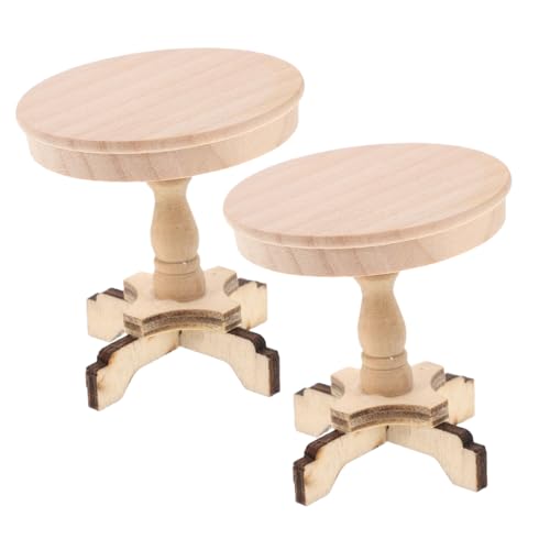 WEKAMOS 2 Stück Maßstab Rundes Holz Beistelltisch Set für Wohnzimmer Dekoration Natürliche Holzmöbel für Kreative Sammlungen und Modellbau von WEKAMOS