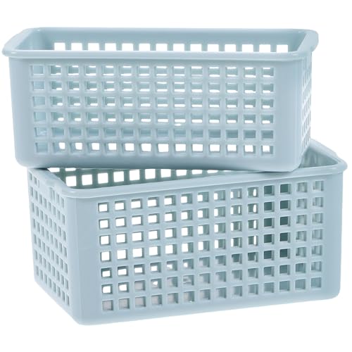 WEKAMOS 2 Stück Mini-Aufbewahrungskorb Korb für Mädchen Mülleimer Kleiner Korb Speicherbehälter Spielzeugkisten Puppenhausverzierung Zubehör für Puppenhäuser PVC Blue von WEKAMOS