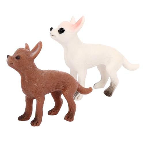 WEKAMOS 2 Stück Mini Hundefiguren Realistische Welpen Modelle aus Sicherem Material Kleine Hundefiguren für Dekoration Detailreiche Miniatur Chihuahua Figuren für Lernspiel Wohnaccessoire von WEKAMOS