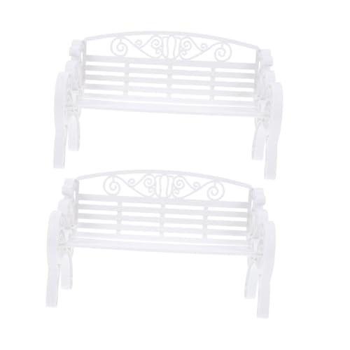WEKAMOS 2 Stück Mini Modelle Dekorative Accessoires für Puppenhäuser Garten Deko Leichte Bruchsichere Miniaturbänke für Kreative Szenen und Fotografie von WEKAMOS