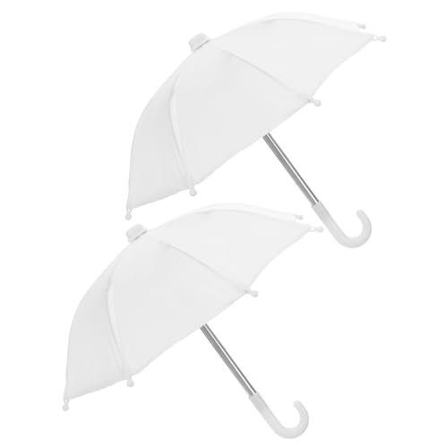 WEKAMOS 2 Stück Mini Regenschirm für Puppenhaus Weiß Niedliche Dekoration für Puppen Zubehör Lebensnahe Miniatur Regenschirme für Kreative Spielwelten von WEKAMOS
