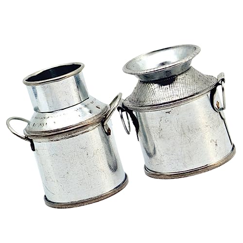 WEKAMOS 2 Stück Miniatur-Eimer-Ornament Container Puppe Mini- Miniaturdekor Krug Milch Miniaturen Klein Häuser Mini-blumenkübel Miniaturmodell Mini -vase Mini-Eimer Eisen Silver von WEKAMOS