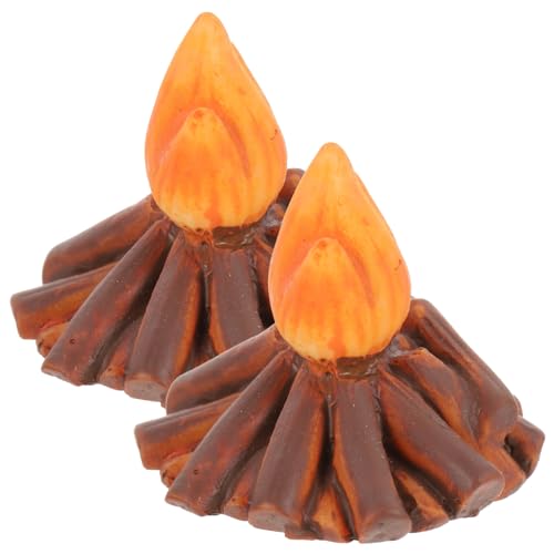 WEKAMOS 2 Stück Miniatur Feuer Modell Resin Mini Campfire Deko für Puppenhaus und Mikro Landschaft für Kreative DIY Projekte und Weihnachtsdekoration von WEKAMOS