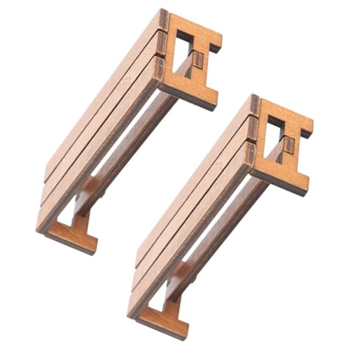 WEKAMOS Miniatur Holzbank für Puppenhaus 2 Stück Realistisches Modell für Miniaturmöbel für Kreative Spielwelten als Requisite für Fotosessions von WEKAMOS